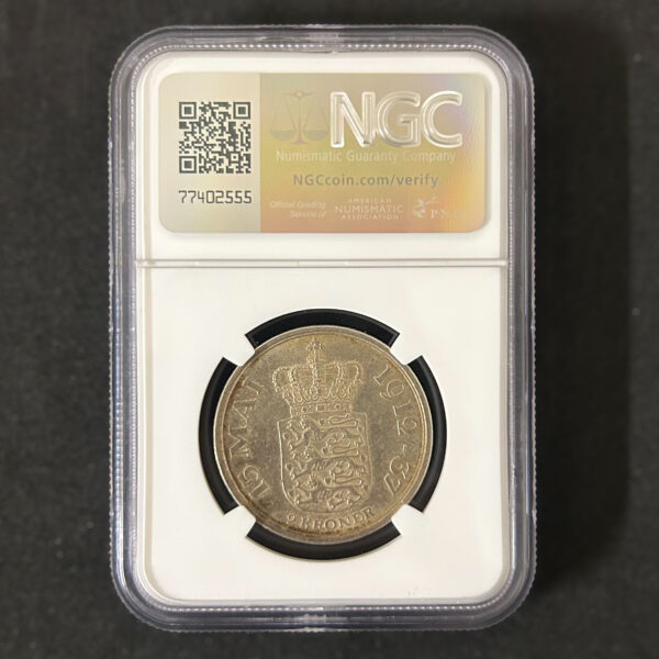 デンマーク　2クローネ　1937 【NGC MS61】　世界コイン - 画像 (4)