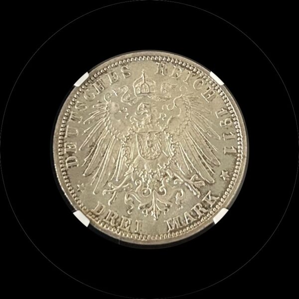 ドイツ　3マルク　1911 【NGC MS64】　世界コイン - 画像 (2)