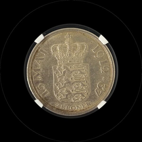 デンマーク　2クローネ　1937 【NGC MS61】　世界コイン - 画像 (2)