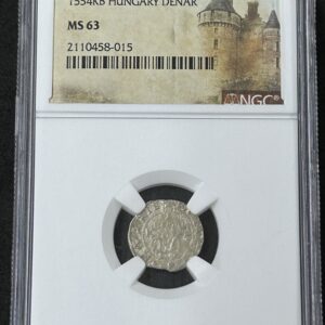 1554KB ハンガリー王国ディナール銀貨 NGC MS63 第3位