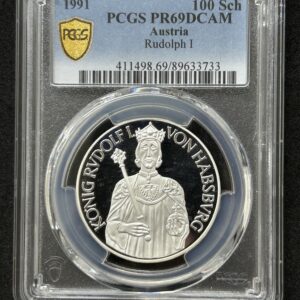 1991 オーストリア100シリング銀貨 PCGS PR69DCAM 最高鑑定