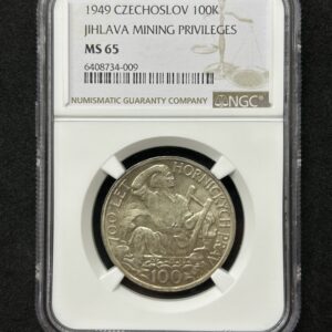 1949 チェコスロバキア 100K NGC MS65 記念銀貨　準TOP