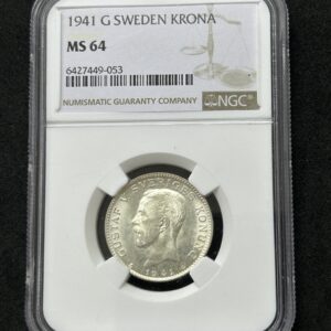 1941 スウェーデン 1クローナ NGC MS64 高鑑定